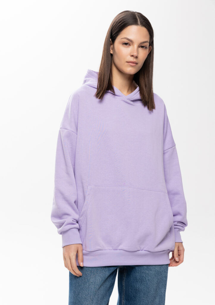 Худи унисекс оверсайз футер без начёса с именной вышивкой (Лавандовый)
